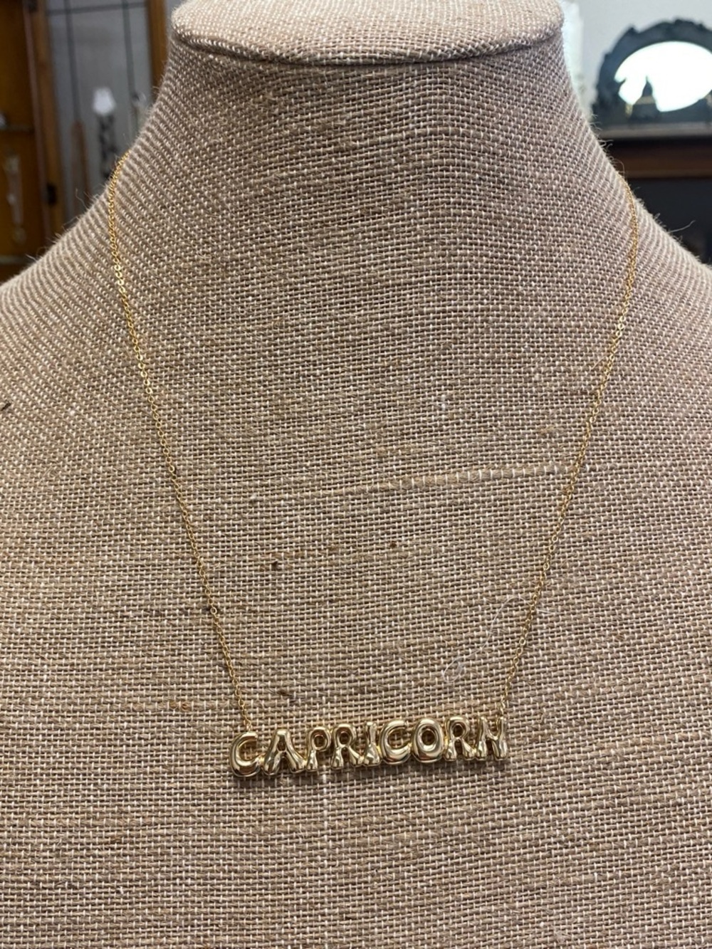 Gold 'tone Capricorn' Zodiac Nameplate Necklace